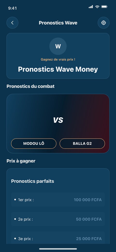 Écran de pronostics Wave Money : duel Modou Lô contre Balla Gaye 2 et prix à gagner